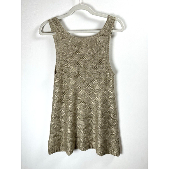 Moth Beige Chunky Knit Metallic Gold Glam Bohemian Quiet Luxury Sweater Tunic M - Picture 4 of 5